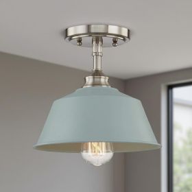 Blue Kitchen Island Metal Dimmable Flush Chandelier With Light Blue Shades