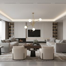 Brass Candle Style Four Light Metal Dimmable Chandelier With White Shades