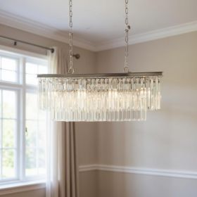 Black Unique Statement Eight Light Metal and Crystal Glass Chandelier With Clear Shades