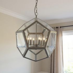 Clear Unique Statement Six Light Metal Chandelier With Clear Shades