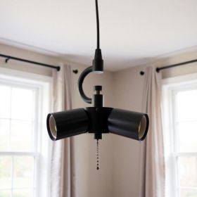 Black Bulb Three Light Metal Chandelier