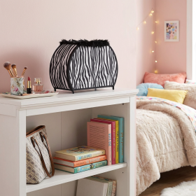 12" Black And White Funky Zebra Pattern Novelty Table Lamp