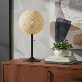 24" Antiqued Bronze Metal Candlestick Table Lamp With Off White Globe Shade