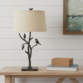 29" Tan Metal Table Lamp With Tan Empire Shade