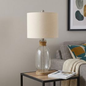 26" Brown Mason Jar Table Lamp With Brown Drum Shade