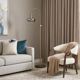 61" Brass Adjustable Arc Floor Lamp With Antiqued Brass Mirrored Glass Novelty Shade