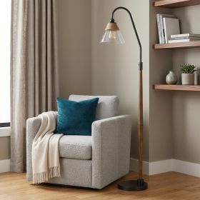 71" Brown Traditional Shaped Floor Lamp With Clear Transparent Glass Empire Shade