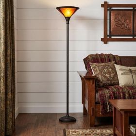 71" Rusted Torchiere Floor Lamp With Brown Dome Shade