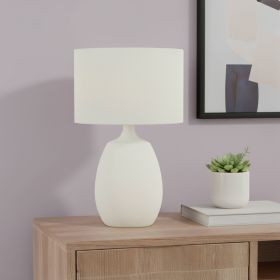 26" Cream Gourd Table Lamp With Cream Drum Shade