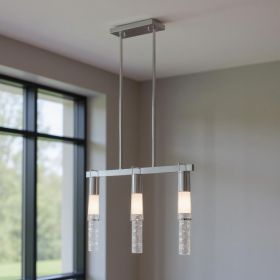 Silver And Clear Three Light Metal Dimmable Smart Enabled Chandelier With Clear Shades