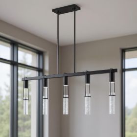 Black And Clear Five Light Metal Dimmable Smart Enabled Chandelier With Clear Shades