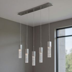 Silver And Clear Five Light Transparent Metal Dimmable Smart Enabled Chandelier With Clear Shades