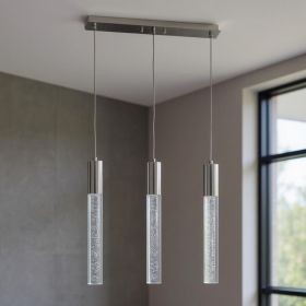 Black And Clear Three Light Transparent Metal Dimmable Smart Enabled Chandelier With Clear Shades