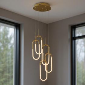 Gold Five Light Metal LED Dimmable Smart Enabled Chandelier