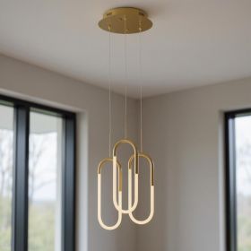 Gold Three Light Metal LED Dimmable Smart Enabled Chandelier