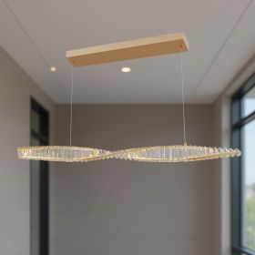 Gold And Clear Metal and Crystals LED Chandelier