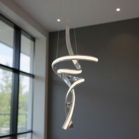 Silver Two Light Metal LED Dimmable Chandelier