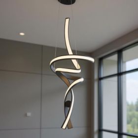 Black Two Light Metal LED Dimmable Smart Enabled Chandelier