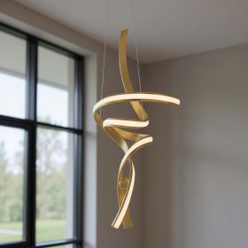 Gold Two Light Metal LED Dimmable Chandelier