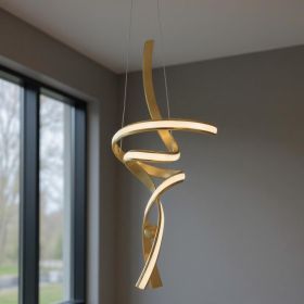 Gold Two Light Metal LED Dimmable Smart Enabled Chandelier