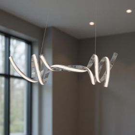 Silver Two Light Metal LED Dimmable Smart Enabled Chandelier