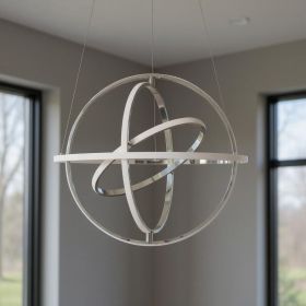 Silver Four Light Metal LED Dimmable Chandelier