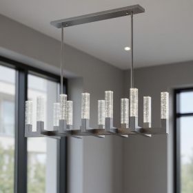 Silver And Clear Candle Style Twelve Light Metal Dimmable Chandelier With Clear Shades