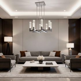 Silver Candle Style Eight Light Metal Dimmable Chandelier With Clear Shades