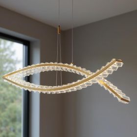 Gold And Clear Two Light Crystal LED Chandelier