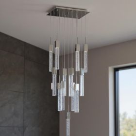Silver And Clear Multi Light Metal Dimmable Chandelier With Clear Shades