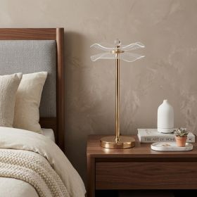 18" Gold Bedside Lamp With Novelty Shade