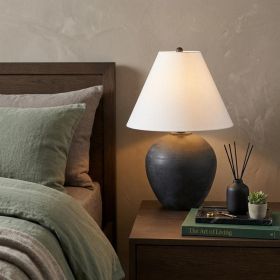 28" Black Novelty Bedside Lamp With Drum Shade