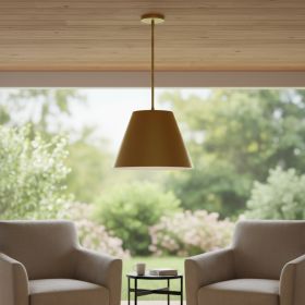 16" Antique Gold Aluminum Cone LED Dimmable Outdoor Pendent Hanging Light