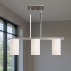 Nickel And White Three Light Metal Dimmable Chandelier With Shades