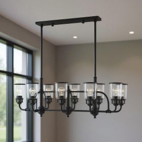 Black Eight Light Dimmable Chandelier With Shades