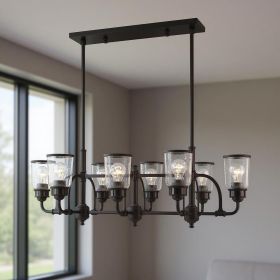 Bronze Eight Light Dimmable Chandelier With Shades