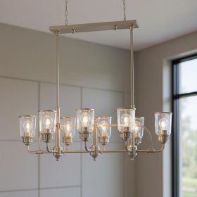 Eight Light Dimmable Chandelier With Shades