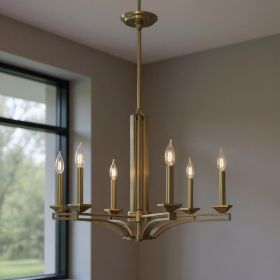 Six Light Dimmable Chandelier With Shades