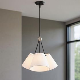 Black Three Light Dimmable Chandelier With Shades