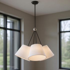 Black Four Light Dimmable Chandelier With Shades