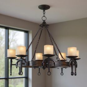 Eight Light Resin Dimmable Chandelier With Shades