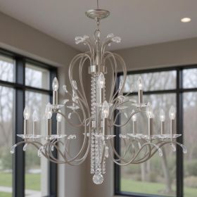 Nickel And Clear Multi Light Metal Dimmable Chandelier With Shades