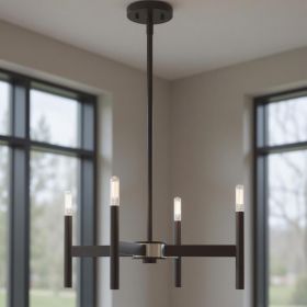 Bronze Four Light Dimmable Chandelier With Shades