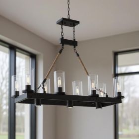 Bronze Eleven Light Dimmable Chandelier With Shades