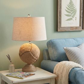 24" Brown Globe Table Lamp With Drum Shade