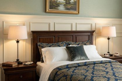 Set of Two 30" Black Table Lamps With Drum Shades