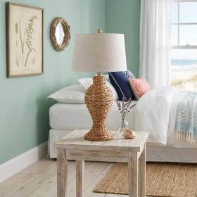31" Natural Water Hyacinth Urn Table Lamp With Drum Shade