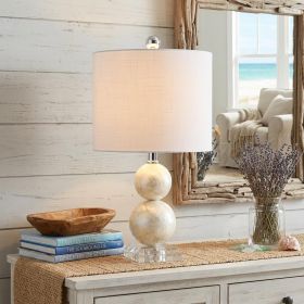 19" Clear And Off White Globe Table Lamp With Drum Shade