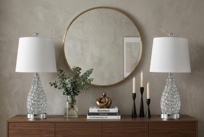Set of Two 22" Silver Gourd Table Lamps With Empire Shades