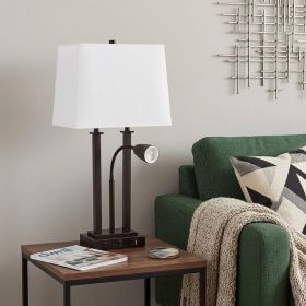 24" Antiqued Bronze Swing Arm Novelty Table Lamp With Shade